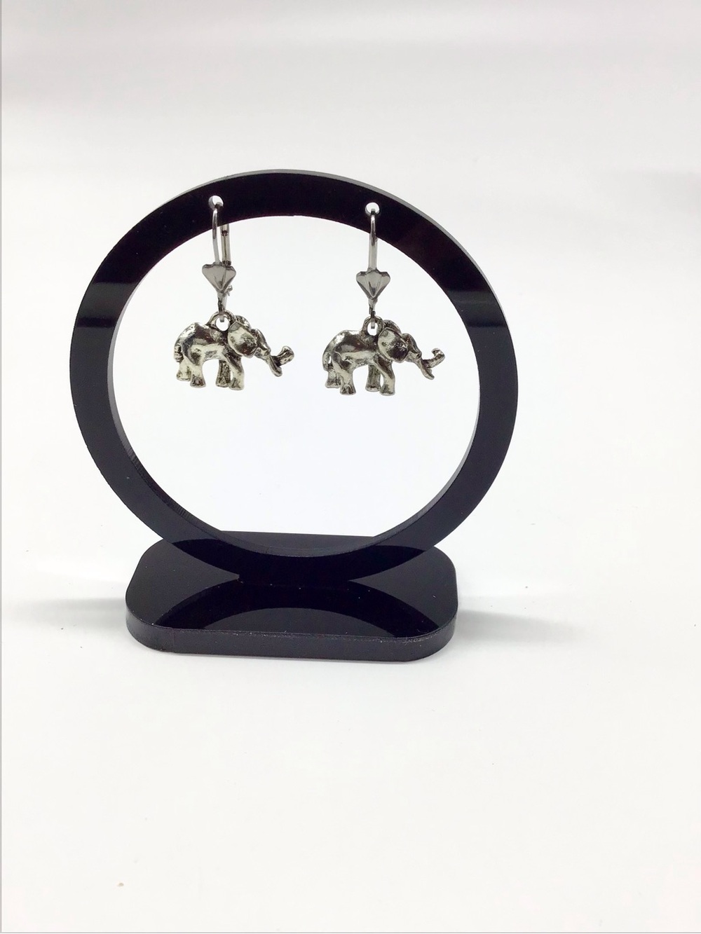 Delta Inspired Silver Elephant Drop Earrings